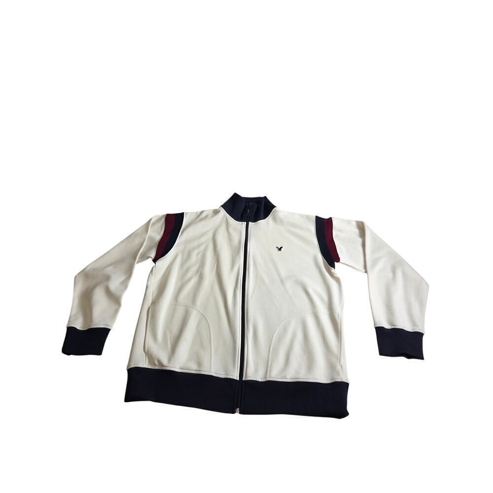American Eagle Track Jacket Adult Large White Full Zip Pockets Embroidered Logo